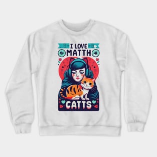 I Love Math And Cats Cute Kitty Cat Feline Lover Crewneck Sweatshirt